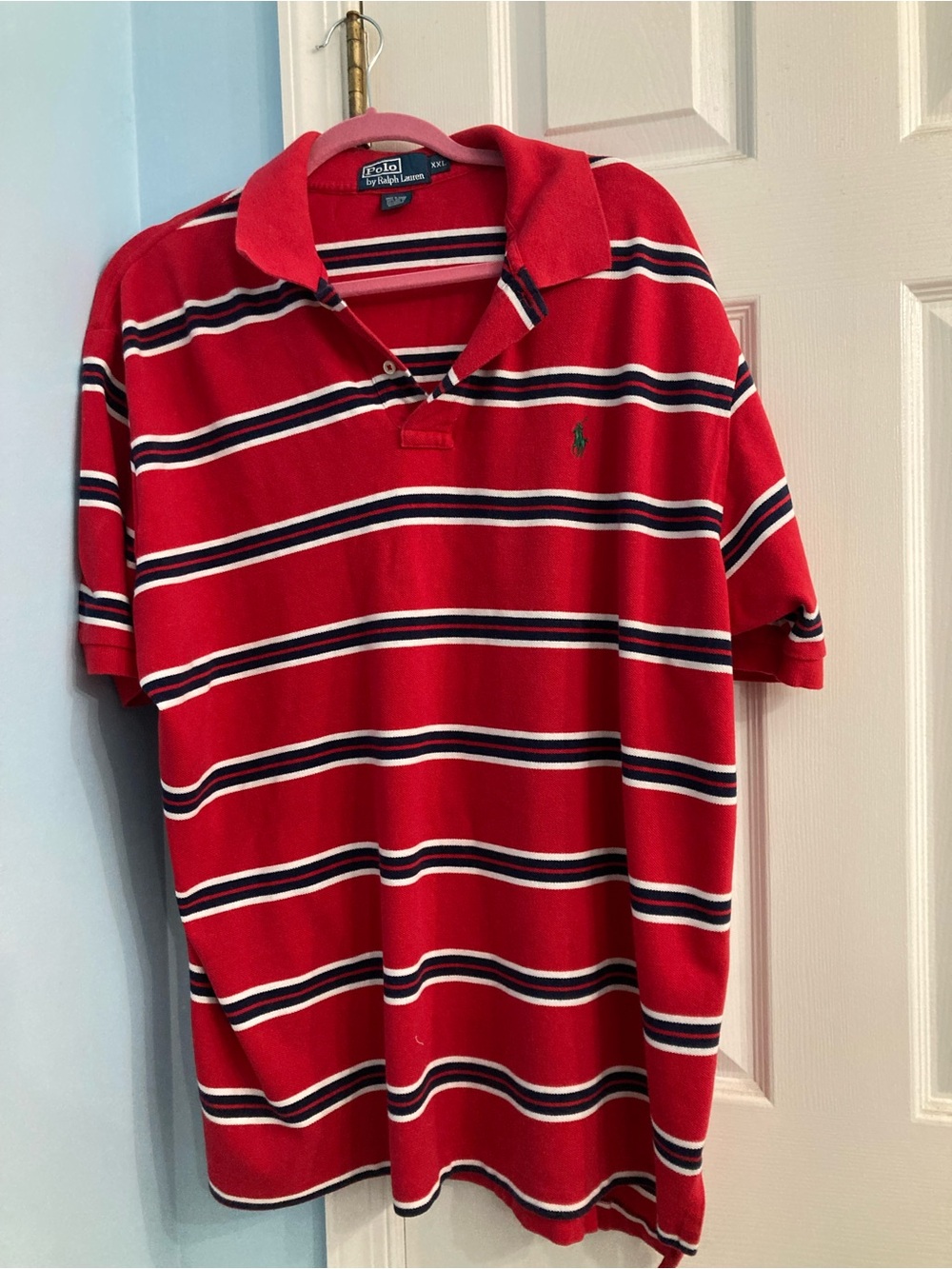 Polo by Ralph Lauren Red, Navy & White Striped Polo Shirt